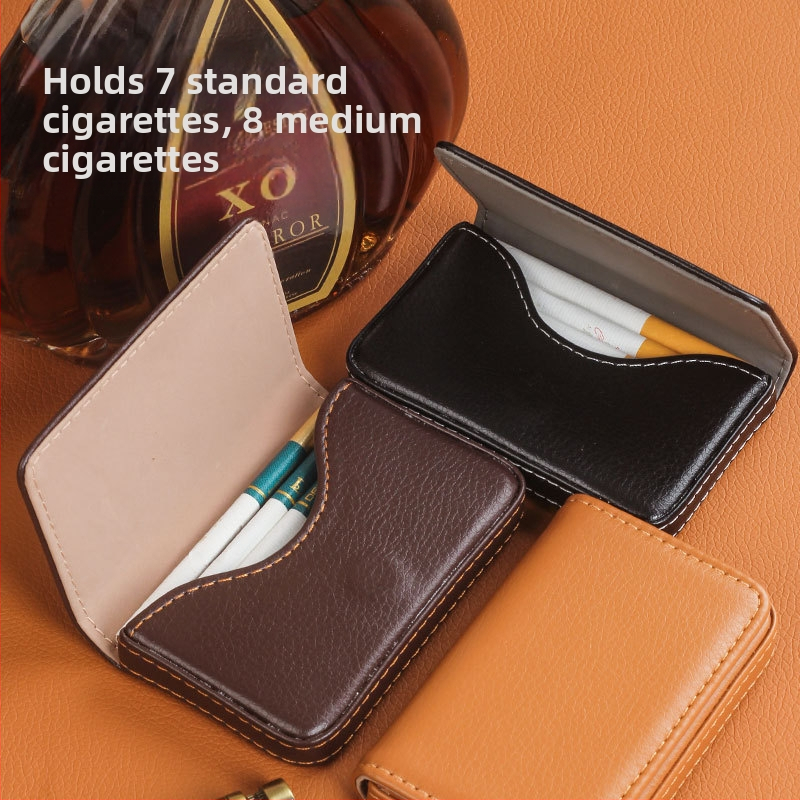 Férfi hordozható, kézzel sodort cigarettatartó, közepesen vastag, kettős célú, licsi mintás, keresztbe nyíló névjegykártya-cigarettatartó, Puskin hordozható, nedvességálló, dohányzásellenes