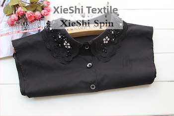 Rudens ir žiemos korėjietiška juodų ir baltų nagų karoliukų, cirkonio, moteriškų, šviežių marškinių, nėriniuotų, apykaklės dekoracijų versija