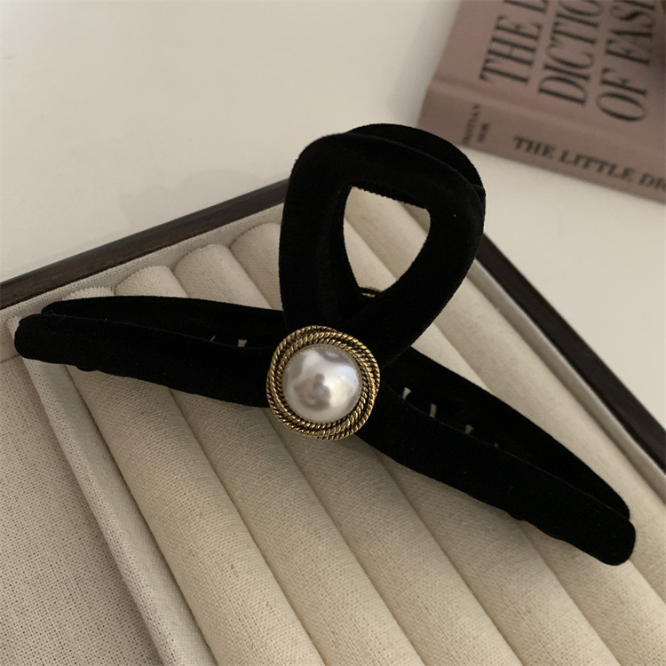 Fekete bársony nagybetűs hajcsat női fej hátulján lévő cápacsat zsurlófarok magasra húzható hajcsat 2022 új