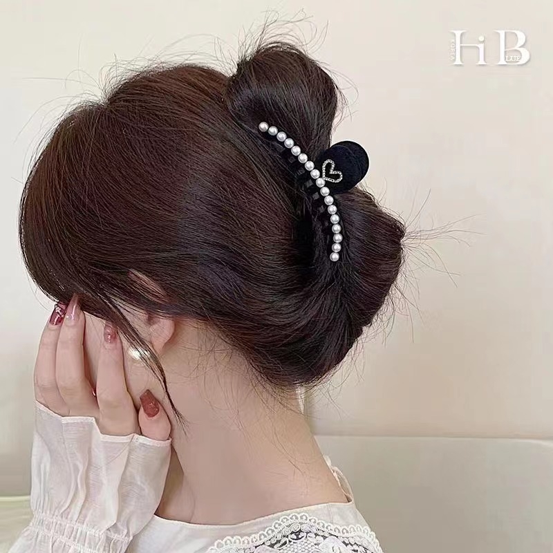 Fekete bársony nagybetűs hajcsat női fej hátulján lévő cápacsat zsurlófarok magasra húzható hajcsat 2022 új