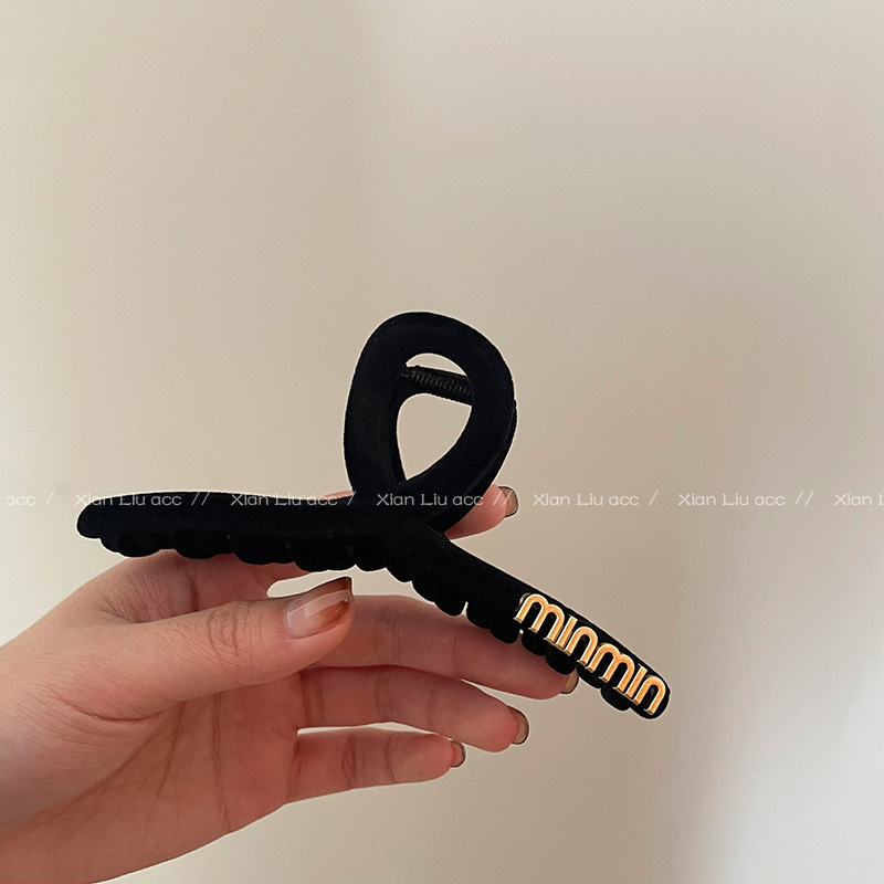 Fekete bársony nagybetűs hajcsat női fej hátulján lévő cápacsat zsurlófarok magasra húzható hajcsat 2022 új