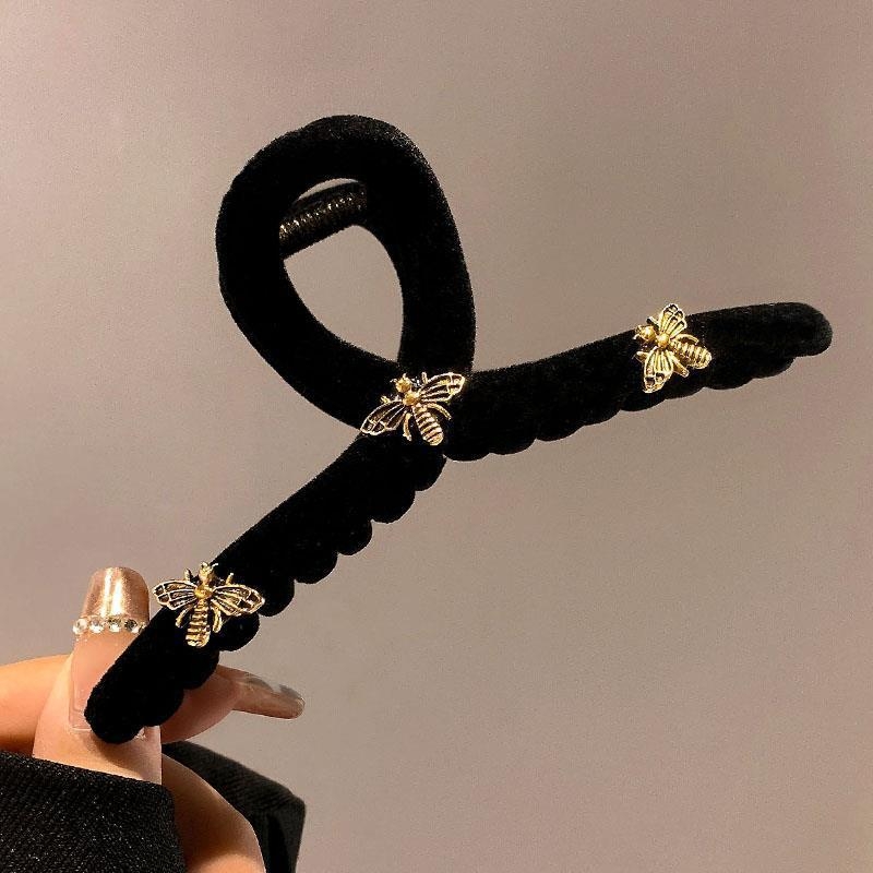 Fekete bársony nagybetűs hajcsat női fej hátulján lévő cápacsat zsurlófarok magasra húzható hajcsat 2022 új