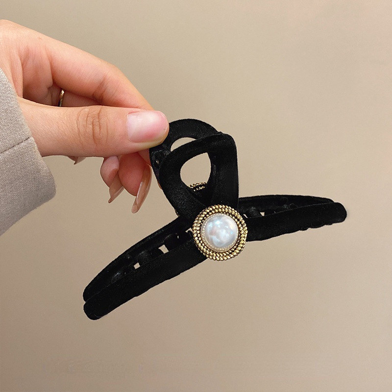 Fekete bársony nagybetűs hajcsat női fej hátulján lévő cápacsat zsurlófarok magasra húzható hajcsat 2022 új