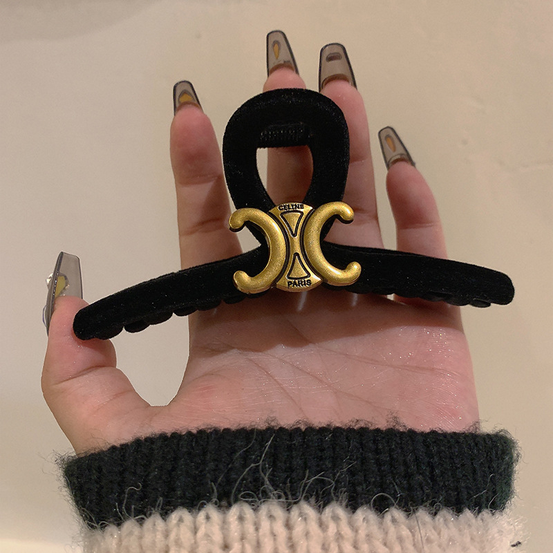 Fekete bársony nagybetűs hajcsat női fej hátulján lévő cápacsat zsurlófarok magasra húzható hajcsat 2022 új