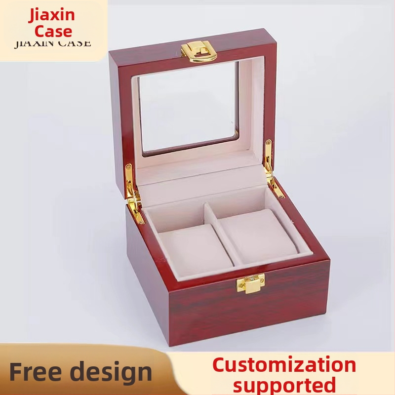 Gyári raktáron nagykereskedelmi 2 bites olajspray festék fa ablak óradoboz tároló doboz bemutató doboz ékszerdoboz