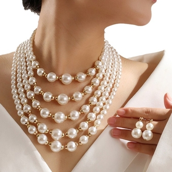 Ευρώπη και Ηνωμένες Πολιτείες, καυτές πωλήσεις κολιέ με μαργαριτάρια, μόδα, όλα τα αξεσουάρ, νέο ελαφρύ πολυτελές κολιέ ιδιοσυγκρασίας, πολυεπίπεδη διασυνοριακή χονδρική κοσμήματα