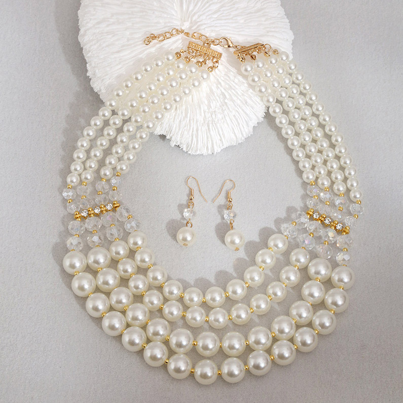 Európában és az Egyesült Államokban népszerű, divatos, mindenhez illő gyöngy nyaklánc, új, könnyű, luxus, temperamentumos nyaklánc, többrétegű, határokon átnyúló nagykereskedelmi ékszerek.