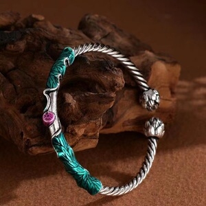 Vintage lótusz karkötő férfiaknak, gravírozott, nyitott lótusz karkötő, antik stílusú kézi ékszer, etnikai ékszer