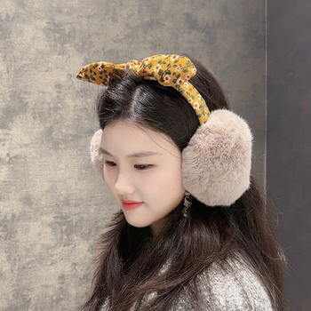 Új, kis virágos masnival díszített, összecsukható fülvédők, divatos, meleg, téli, női fülvédők, magas és alacsony hajra való fülvédők