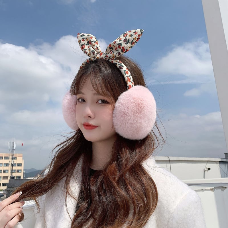 Új, kis virágos masnival díszített, összecsukható fülvédők, divatos, meleg, téli, női fülvédők, magas és alacsony hajra való fülvédők