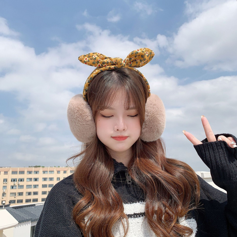 Új, kis virágos masnival díszített, összecsukható fülvédők, divatos, meleg, téli, női fülvédők, magas és alacsony hajra való fülvédők