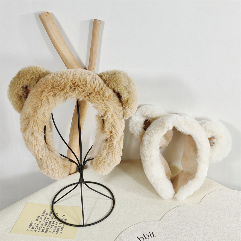 Téli rajzfilm medve fül plüss hajpánt széles szélű fülmelegítő lányoknak aranyos fagyálló meleg fülvédő fültáska fülvédők