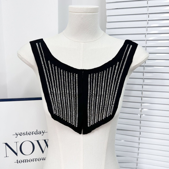 Uus Euroopa ja Ameerika võrkkangast alumine helmestega tikand, U-kraega tikand, poolvalmis kraega lillega naiste traksid, isetehtud rõivaaksessuaarid