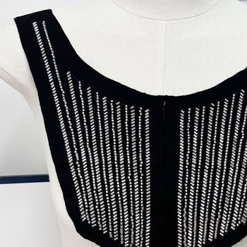 Uus Euroopa ja Ameerika võrkkangast alumine helmestega tikand, U-kraega tikand, poolvalmis kraega lillega naiste traksid, isetehtud rõivaaksessuaarid