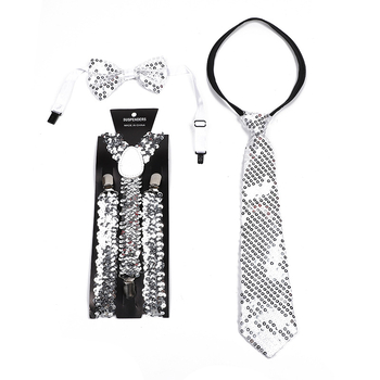 Flitteres nyakkendő, színpadi teljesítménynyakkendő, férfiaknak és lányoknak, általános, kiváló minőségű, háromrészes nyakkendőkészlet