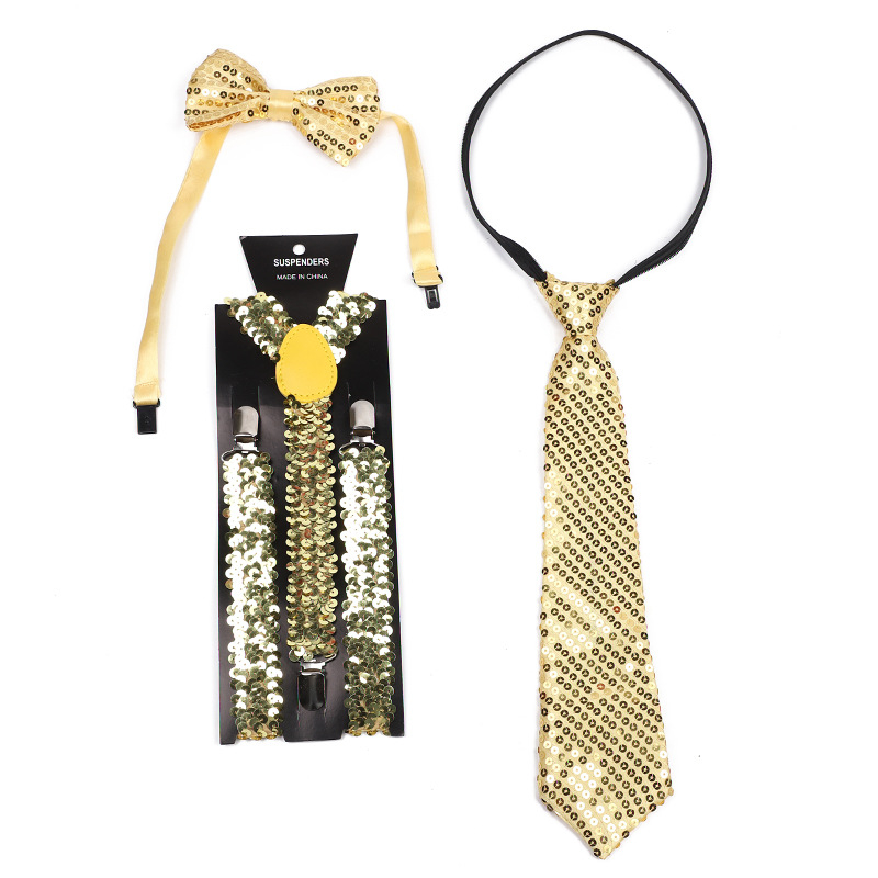 Flitteres nyakkendő, színpadi teljesítménynyakkendő, férfiaknak és lányoknak, általános, kiváló minőségű, háromrészes nyakkendőkészlet