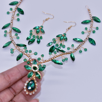 Eiropas un amerikāņu roku darbs matu lente, zila rhinestone kristāla pieres ķēdes galvassega, krāsains kulonu matu lentes auskari, DZ093