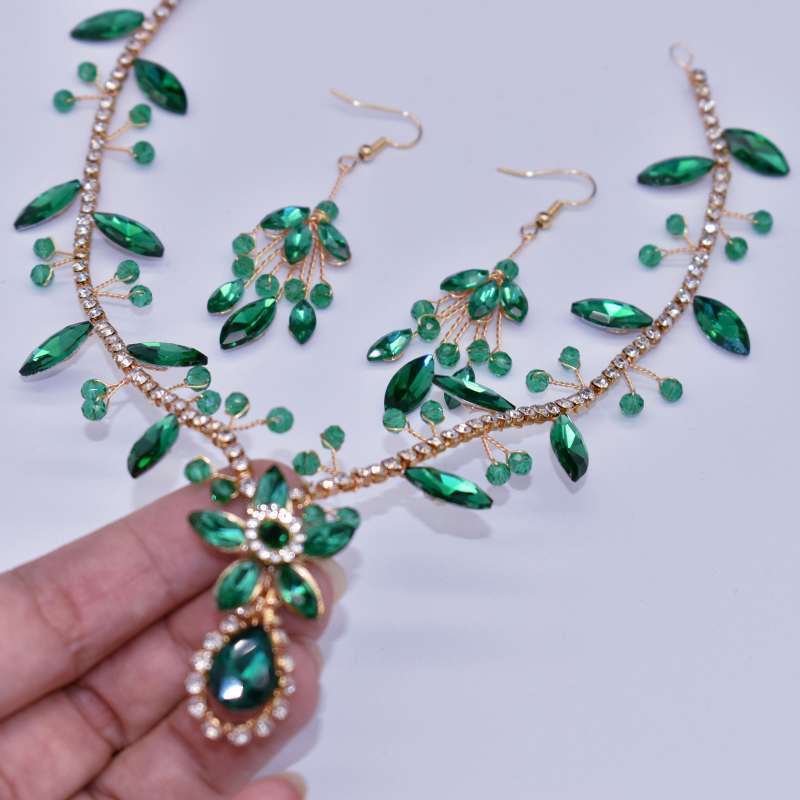 Europietiškos ir amerikietiškos rankų darbo plaukų juostos, mėlynos spalvos cirkonio krištolo kaktos grandinėlės galvos apdangalas, spalvingas pakabukas, plaukų juostos auskarai, kostiumas DZ093