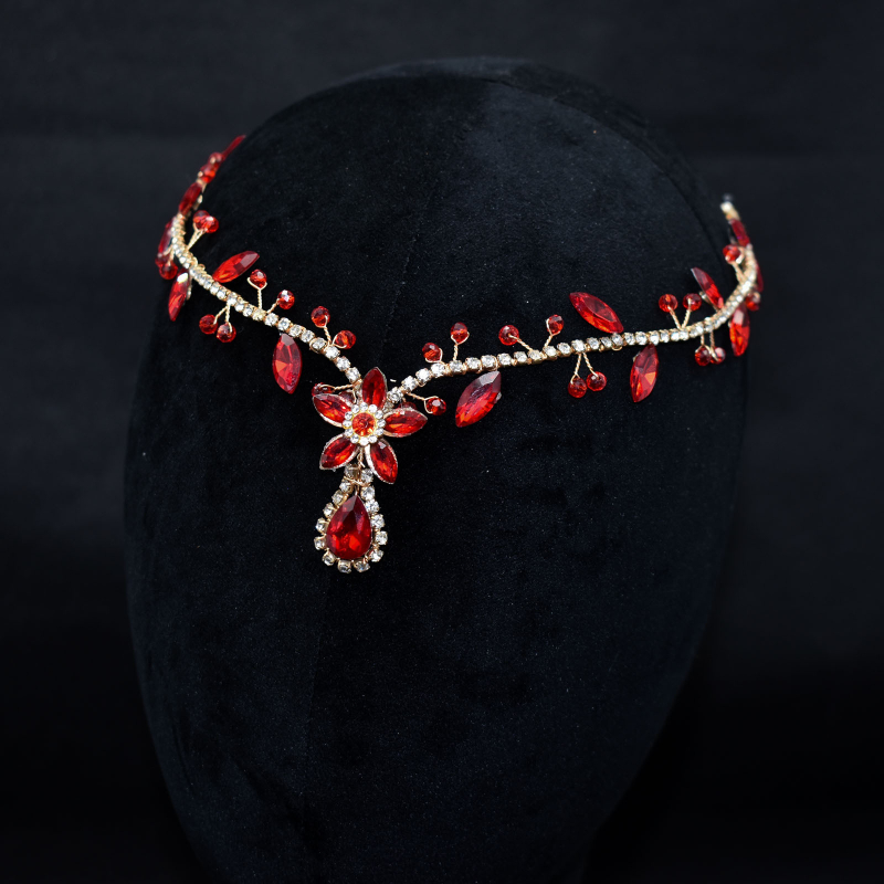 Eiropas un amerikāņu roku darbs matu lente, zila rhinestone kristāla pieres ķēdes galvassega, krāsains kulonu matu lentes auskari, DZ093