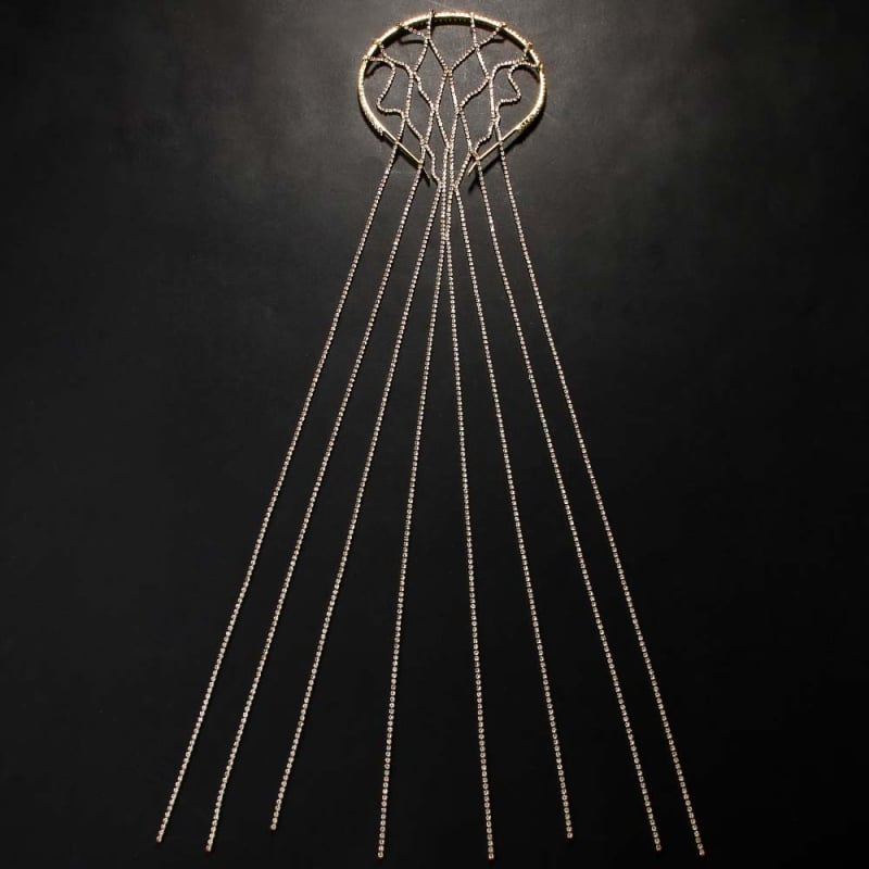 Európai és amerikai forró hálós bojtos hajkarika menyasszonyi strasszos hajlánc esküvői kiegészítők női fejpánt