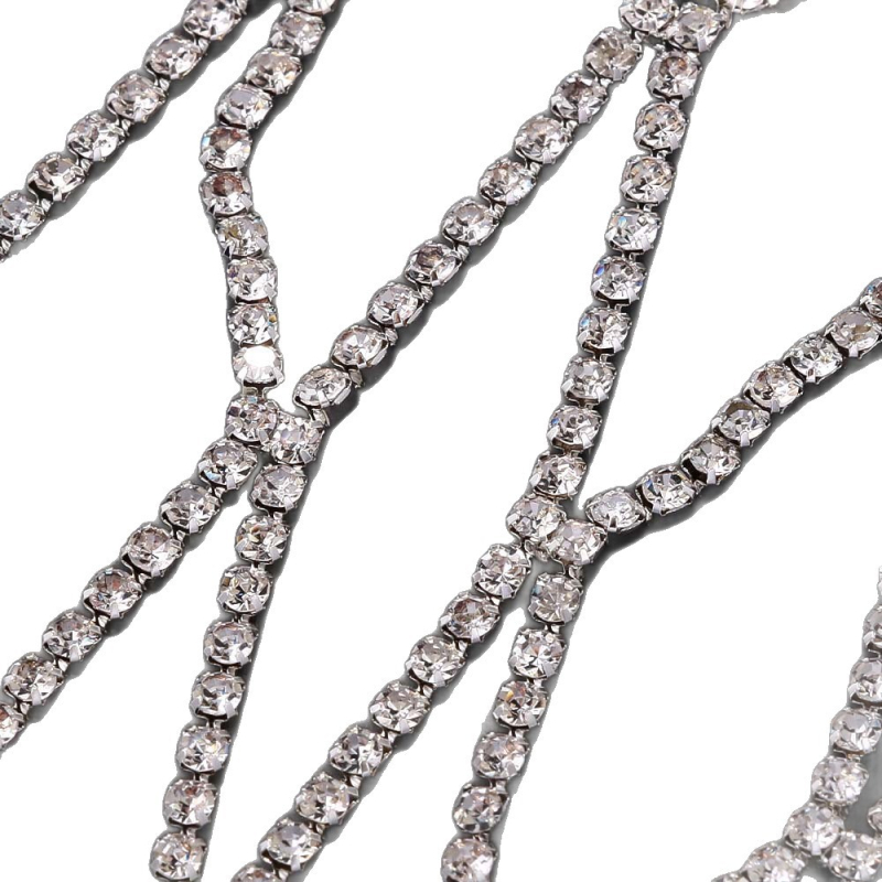 Európai és amerikai forró hálós bojtos hajkarika menyasszonyi strasszos hajlánc esküvői kiegészítők női fejpánt