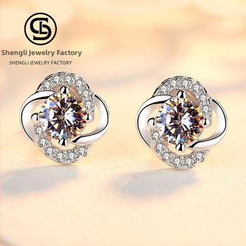 999 ezüst fülbevaló női új, gyémántokkal kirakott négylevelű lóhere temperamentum személyiség japán és koreai fülbevalók egyszerű Joker fülbevalók nagykereskedelemben