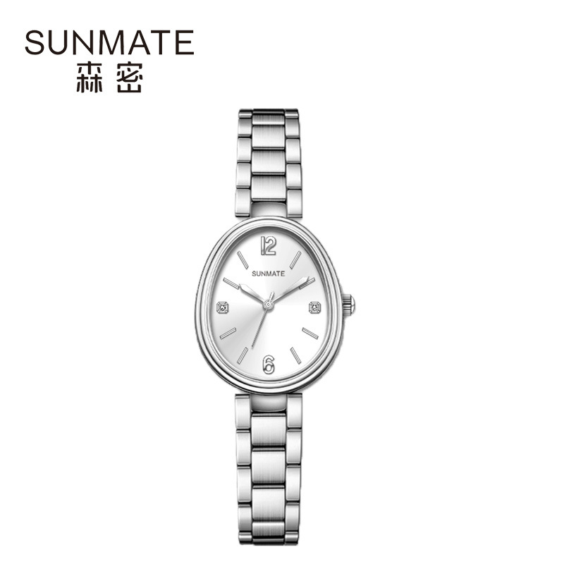 „SUNMATE Senmi“ prekės ženklo moteriškas apyrankės laikrodis, nišinės asmenybės, ovalo formos, plieninės juostos, apvalios, tiesioginiai didmeniniai gamintojai
