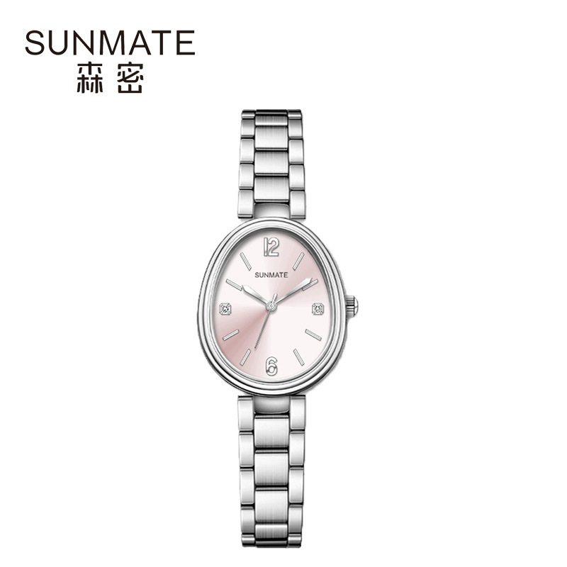„SUNMATE Senmi“ prekės ženklo moteriškas apyrankės laikrodis, nišinės asmenybės, ovalo formos, plieninės juostos, apvalios, tiesioginiai didmeniniai gamintojai