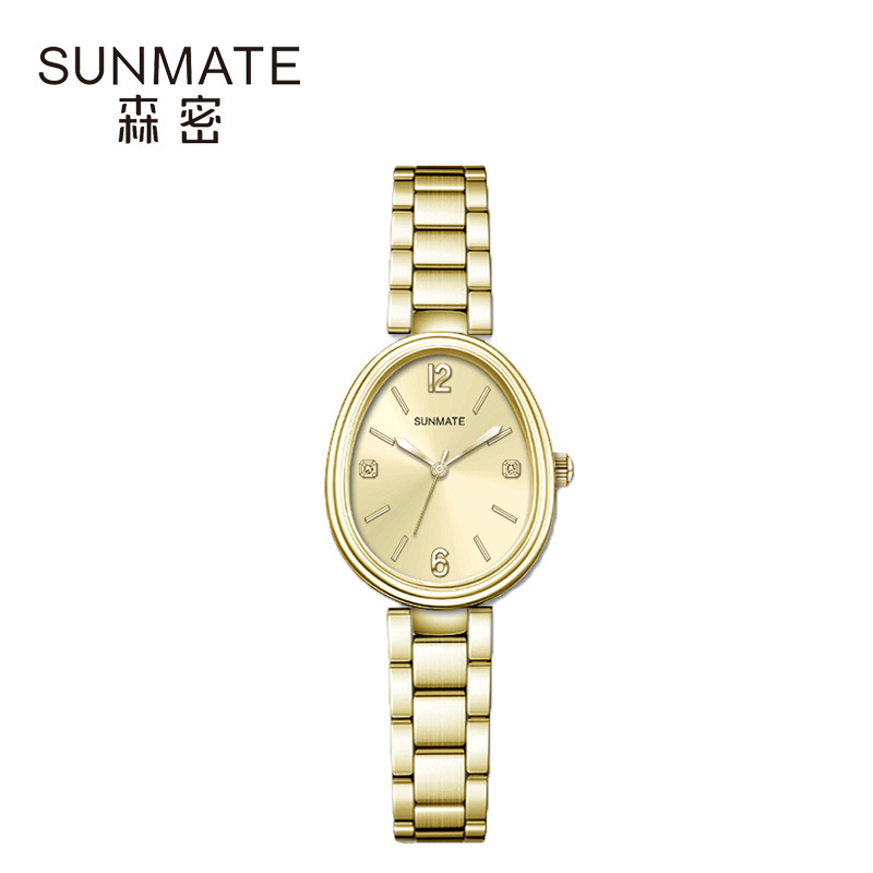 „SUNMATE Senmi“ prekės ženklo moteriškas apyrankės laikrodis, nišinės asmenybės, ovalo formos, plieninės juostos, apvalios, tiesioginiai didmeniniai gamintojai