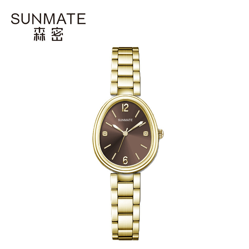 „SUNMATE Senmi“ prekės ženklo moteriškas apyrankės laikrodis, nišinės asmenybės, ovalo formos, plieninės juostos, apvalios, tiesioginiai didmeniniai gamintojai