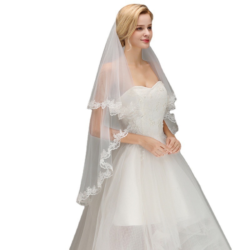 dk009 Fehér kétrétegű rövid fátyol menyasszonyi menyasszonyi ruha fejdísz fésű borító fotó portré Mori 8