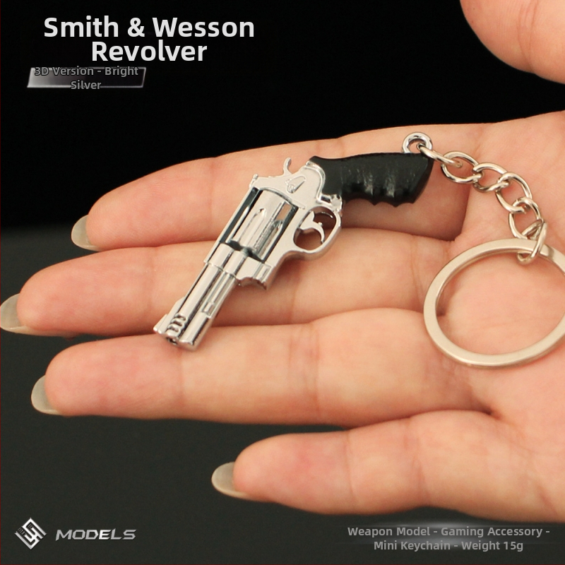 Kovový prívesok na kľúče Peace Elite Surround, revolver Smith Wesson, malý model zbrane, školská taška, zliatinový prívesok