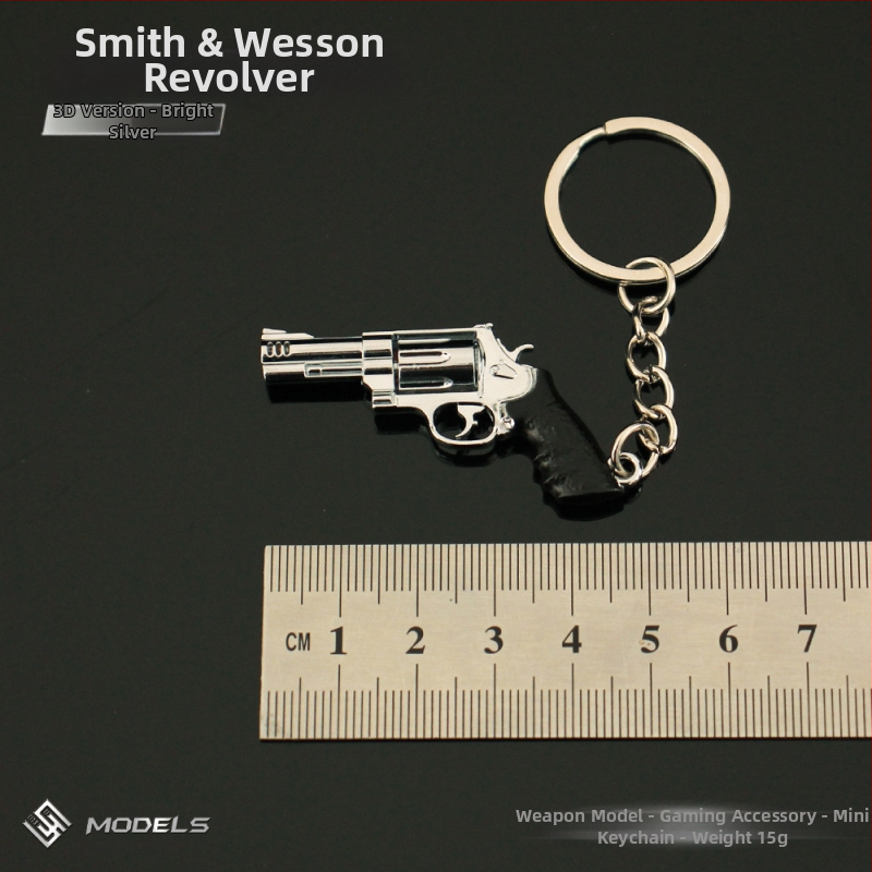 Kovový prívesok na kľúče Peace Elite Surround, revolver Smith Wesson, malý model zbrane, školská taška, zliatinový prívesok