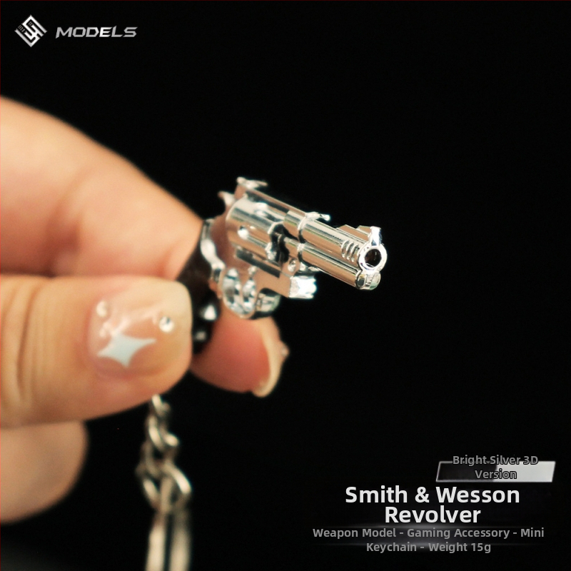 Kovový prívesok na kľúče Peace Elite Surround, revolver Smith Wesson, malý model zbrane, školská taška, zliatinový prívesok