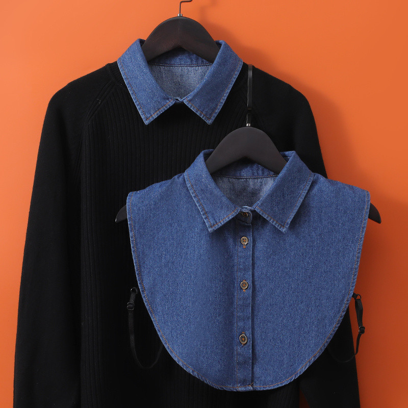 Naiste kevad- ja sügisene teksariie, mitmekülgne Korea stiilis särkkrae ja kampsun, meeste moodne vabaaja võltskrae