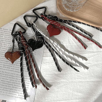 Vintažinis „Ancora“ raudonas raktų pakabukas „Miu“ akrilinis meilės maišelis, kabantys papuošalai, „Ins Maillard“ austas virvės pakabukas