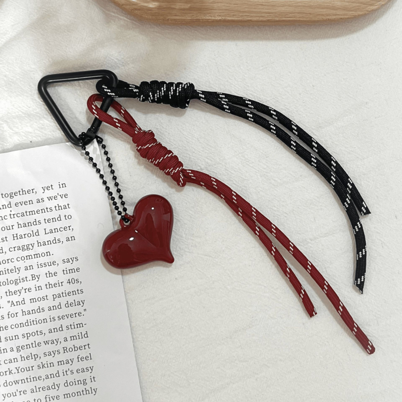 Vintažinis „Ancora“ raudonas raktų pakabukas „Miu“ akrilinis meilės maišelis, kabantys papuošalai, „Ins Maillard“ austas virvės pakabukas