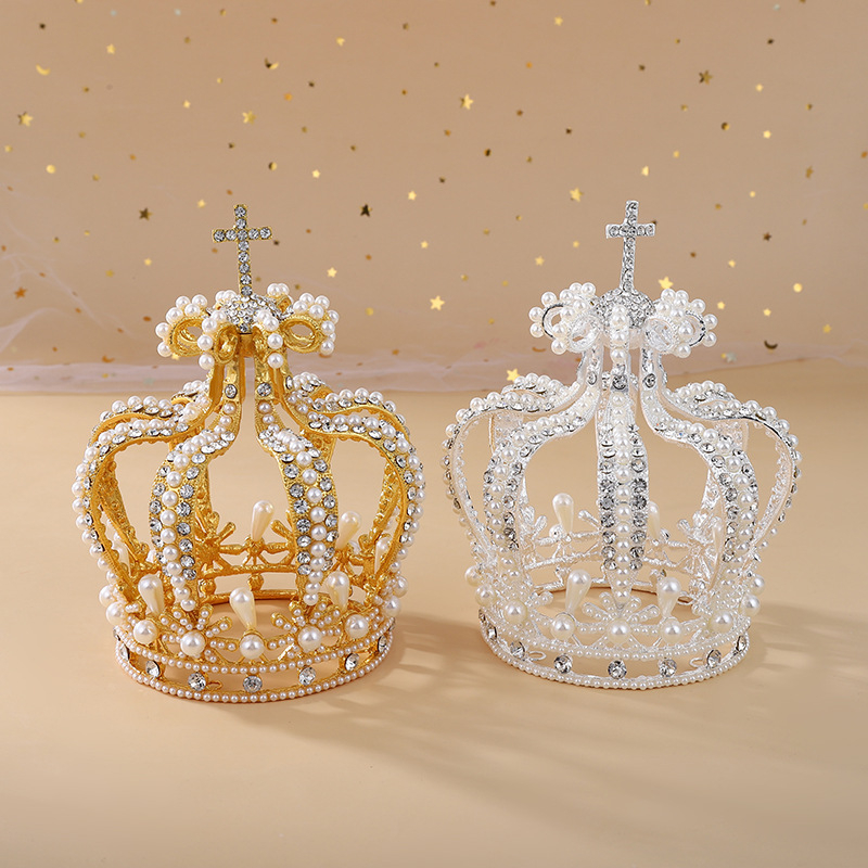 Euroopa ja Ameerika risti pärlitega rhinestone`i kroon barokk-kristallidega pruudi peakatted modellinäituse aksessuaarid