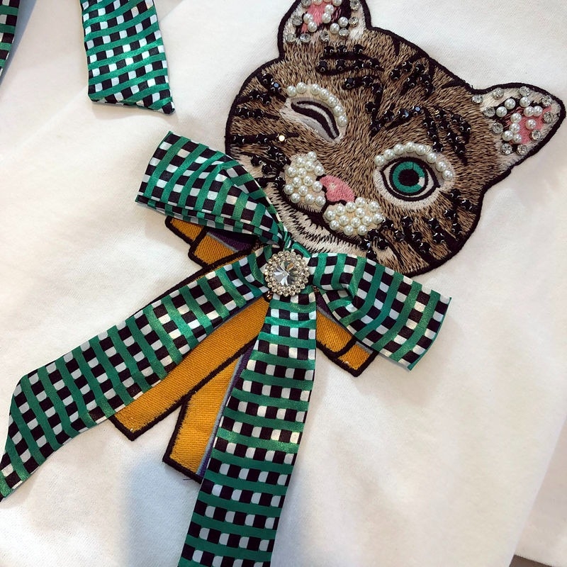 Határokon átnyúló K-stílusú tiszta pamut nehézipari hímzésű, forró gyémánt mintás, nagy méretű, rövid ujjú póló női nyári, laza, elegáns ruhák nagykereskedelme