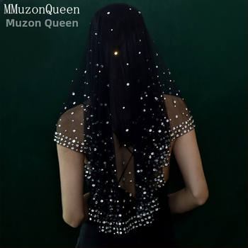 Νυφικό νήμα Manzhen με στρας, μαύρο, κρυπτογραφημένο, χωρίς χτένα, νήματα γάμου, vintage κοσμήματα φωτογραφίας M132