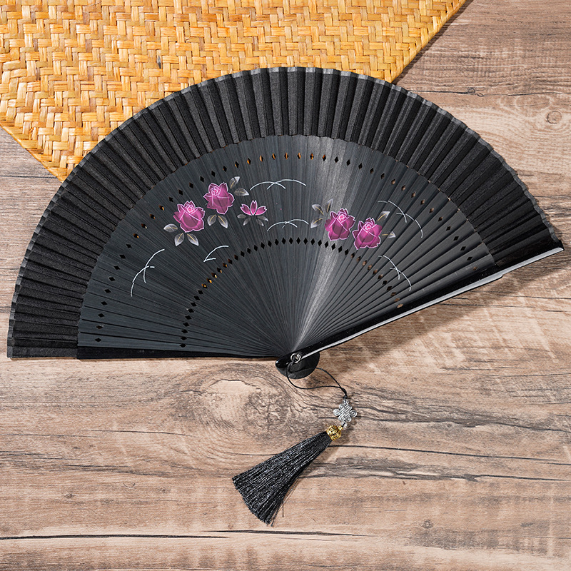 Senovinio stiliaus sulankstomas vėduoklis Han drabužių cheongsam šokių vėduoklis kiniškas sulankstomas vėduoklis tuščiaviduris amatų vėduoklis kaulas mažas vėduoklis didmeninė prekyba