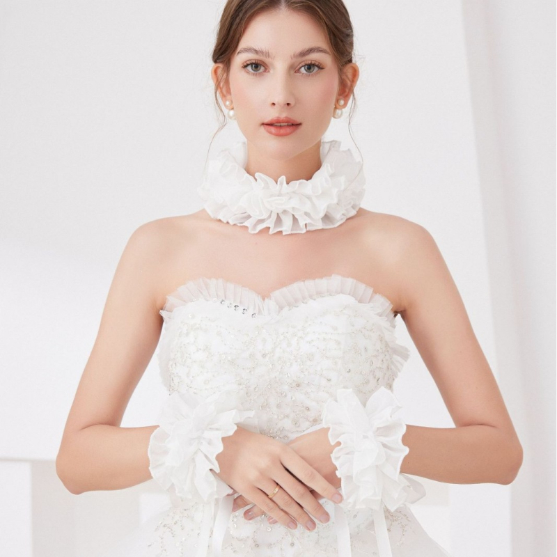 Határokon átnyúló Amazon fotózási kellékek Sifon műgallér nyakörv Kis fodros gallér fülbevaló öltöny Cos kiegészítők