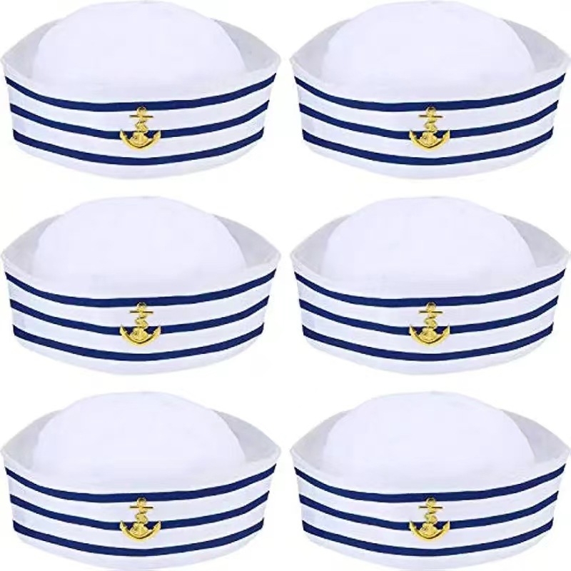 Piiriülene Amazoni sinine triibuline madrusmüts ümmarguse ülaosaga ääreta tumesinise mütsi peofestivali hulgimüük Euroopa ja Ameerika stiilis