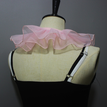 Ροζ κοριτσίστικο σάλι με οργάντζα και φιόγκο σε διαγώνιο γιακά