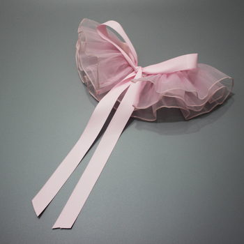 Ροζ κοριτσίστικο σάλι με οργάντζα και φιόγκο σε διαγώνιο γιακά