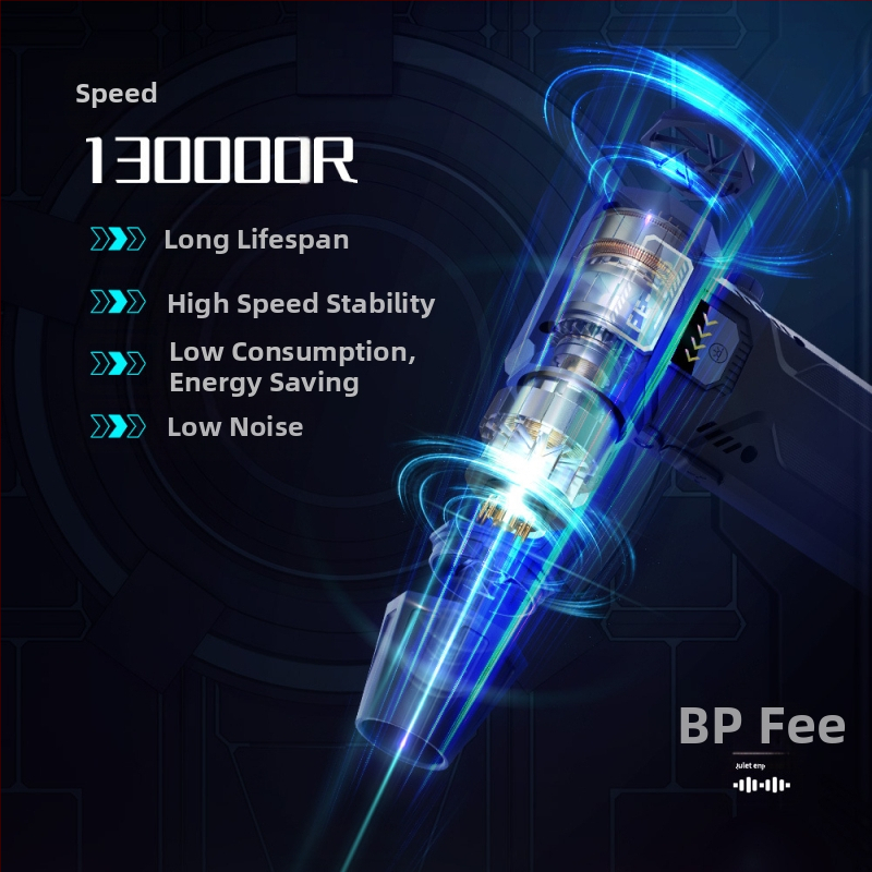 Преносим турбо вентилатор с 130 000 оборота, супер вятър, безстепенно регулиране на скоростта с лек прахоуловител, прахосмукачка за кола