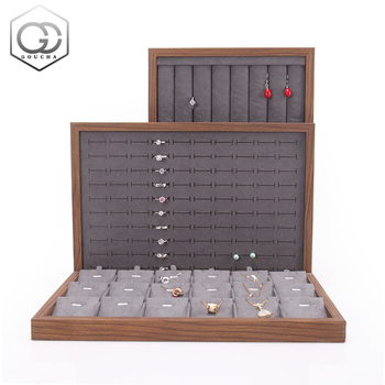 Bársony ékszertálca dió színű sötétszürke gyűrű nyaklánc fülbevaló tároló doboz karkötő díszek karkötő ékszerek