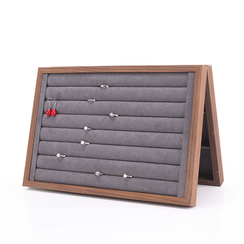 Bársony ékszertálca dió színű sötétszürke gyűrű nyaklánc fülbevaló tároló doboz karkötő díszek karkötő ékszerek