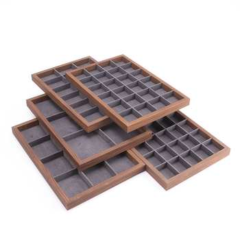 Bársony ékszertálca dió színű sötétszürke gyűrű nyaklánc fülbevaló tároló doboz karkötő díszek karkötő ékszerek