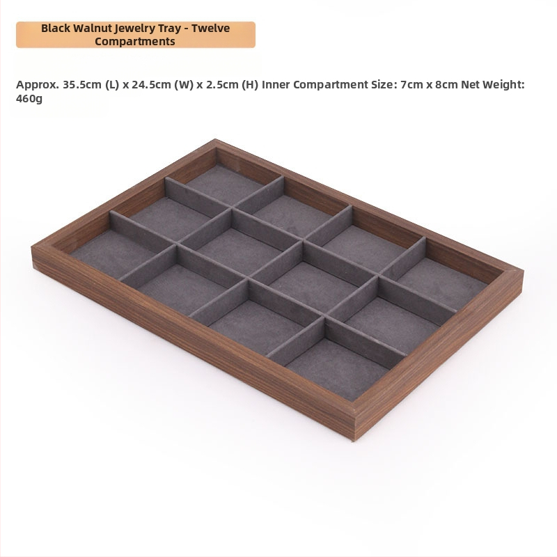 Bársony ékszertálca dió színű sötétszürke gyűrű nyaklánc fülbevaló tároló doboz karkötő díszek karkötő ékszerek